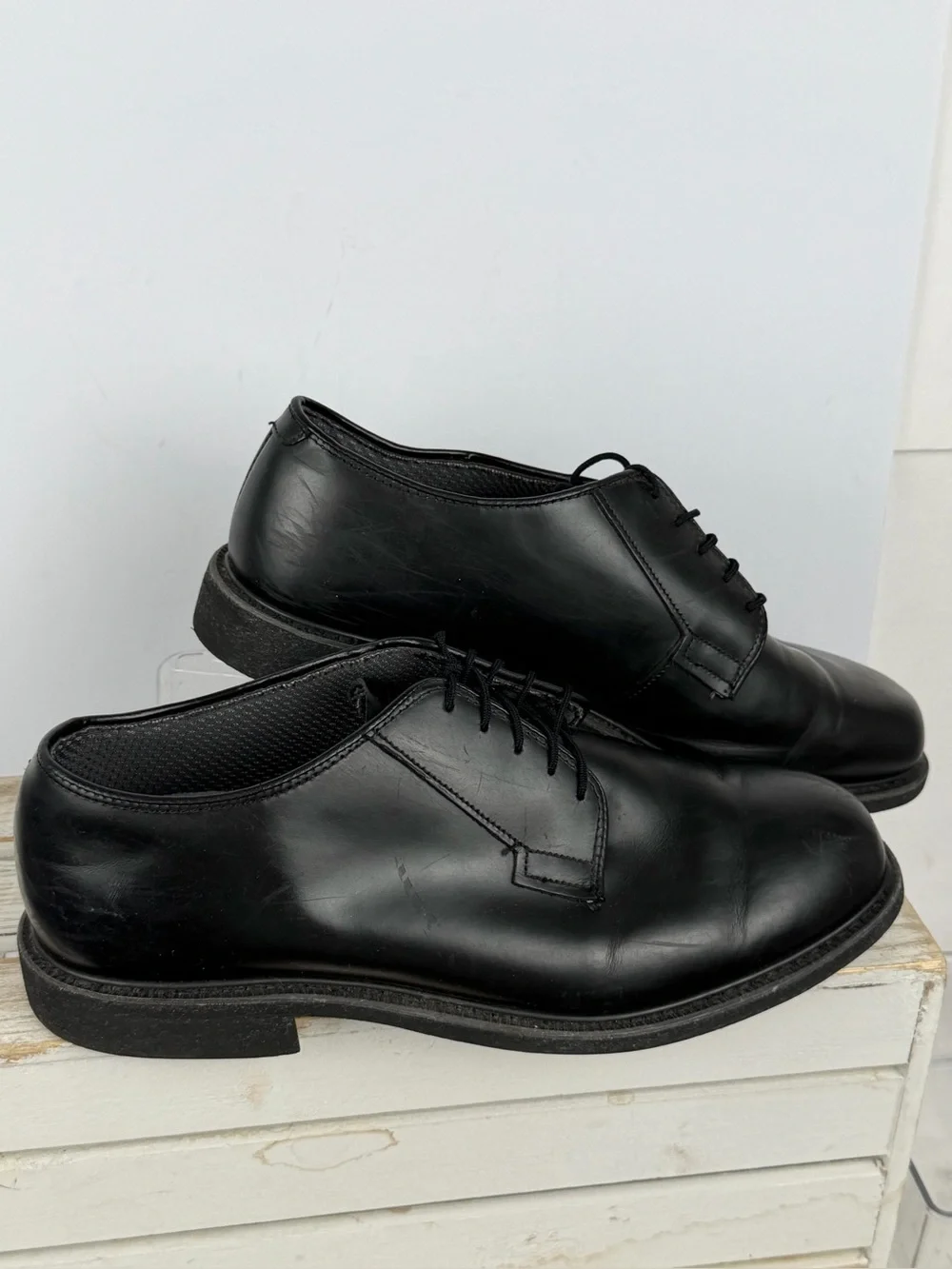 Bates Men's Leather Uniform Oxfords black leather size 10.5 Wide 3E